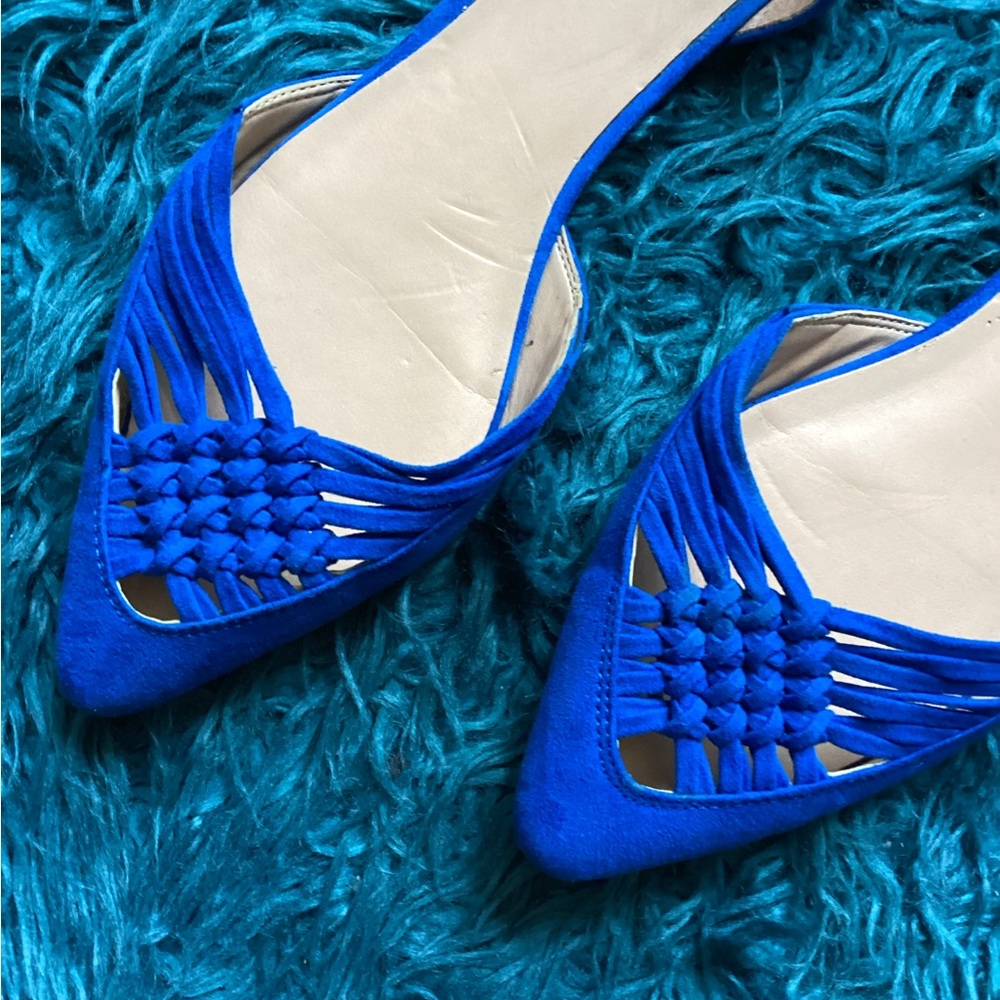 Franco Sarto Royal Blue Woven Suede Flats - Picture 5 of 7